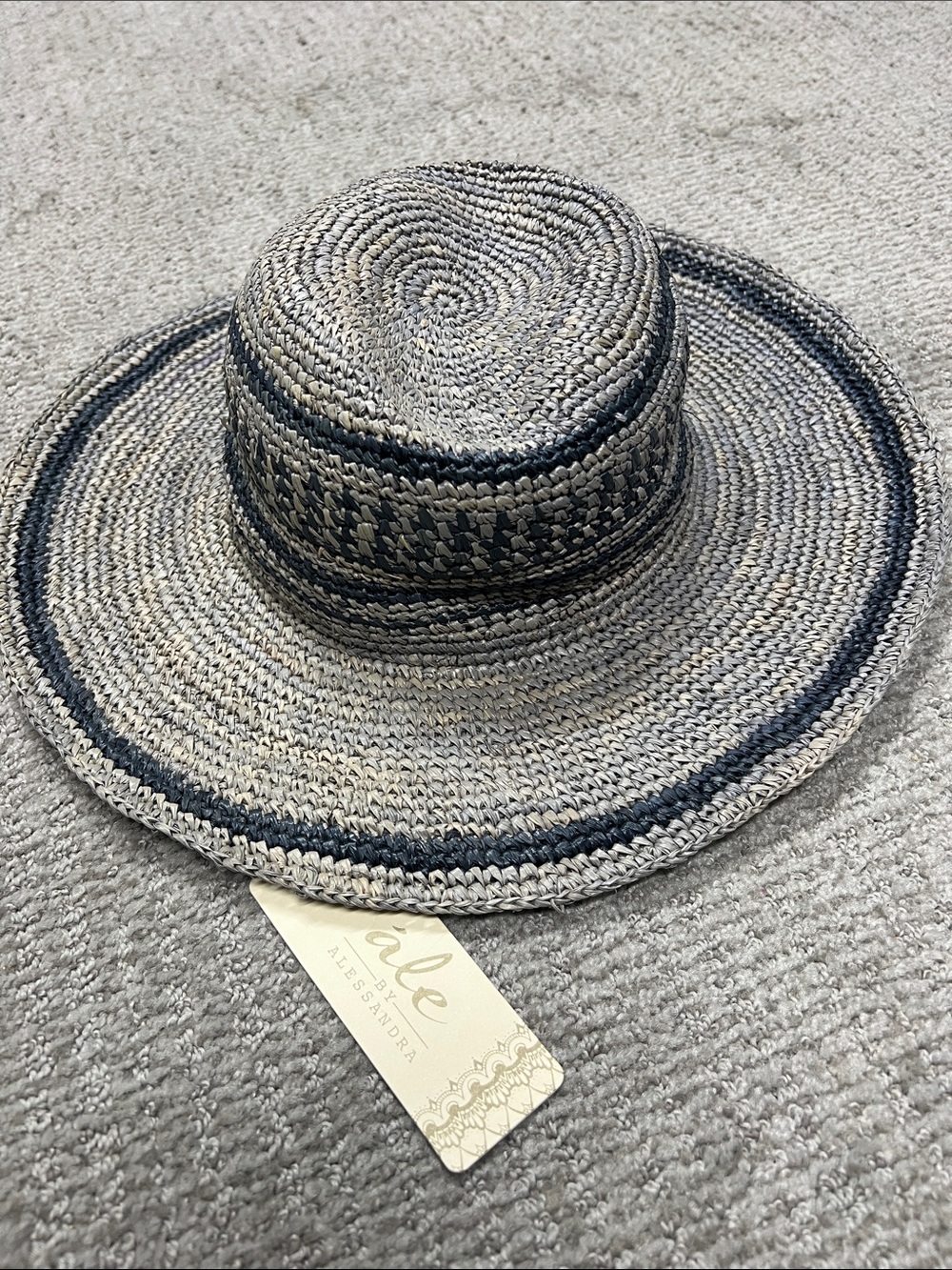 ALESSANDRA Wide Brim Straw Sun Hat - Natural and Black